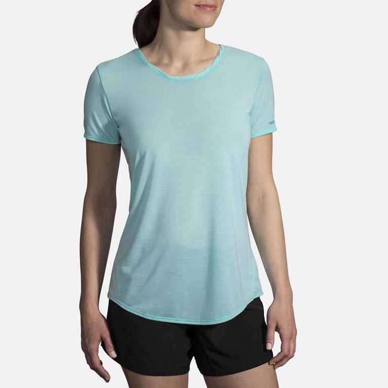 Brooks Distance Short Sleeve Running Shirt - Women's - Blue (09718-PEAY)